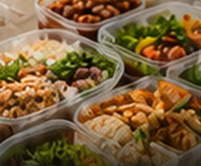 Marmitas organizadas com refeições equilibradas